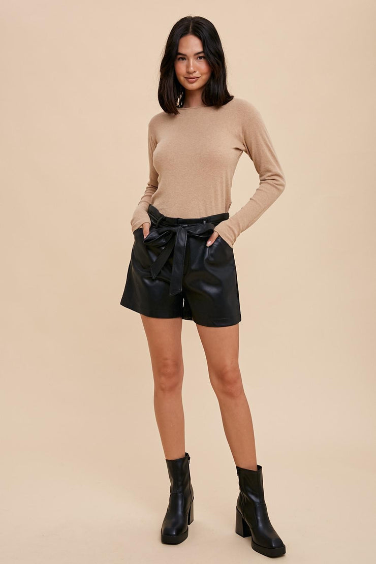 Jackie Black Leatherette Shorts