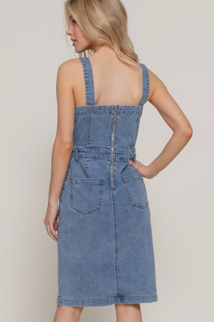 Buttoned Up In Blue Dress