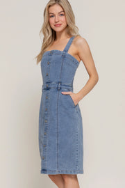 Buttoned Up In Blue Dress