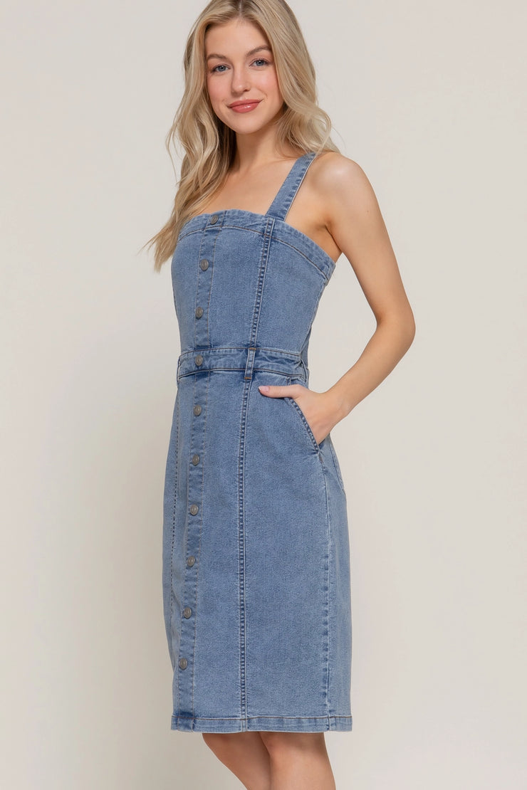 Buttoned Up In Blue Dress