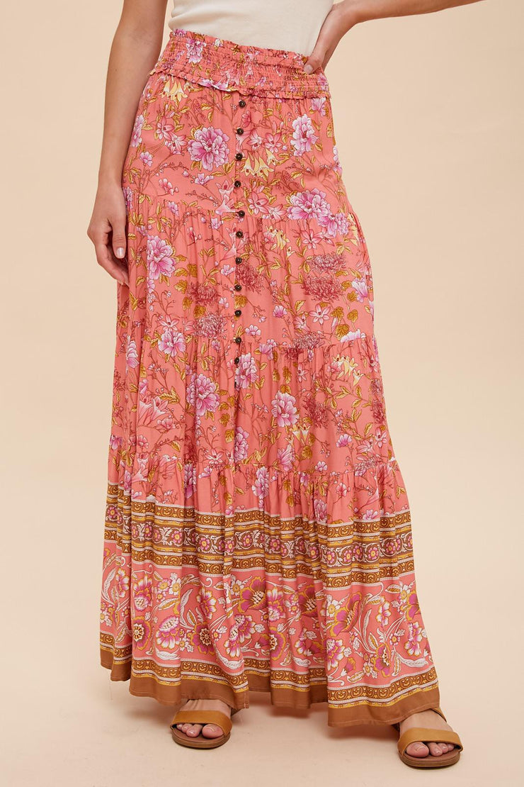 Watermelon Boho Maxi Skirt