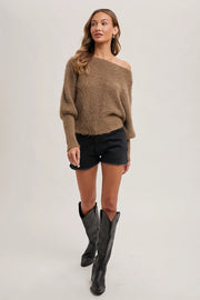 Hollie Mocha Boatneck Sweater