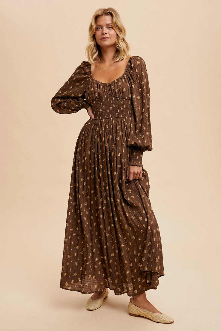 Chestnut Floral Maxi Dress