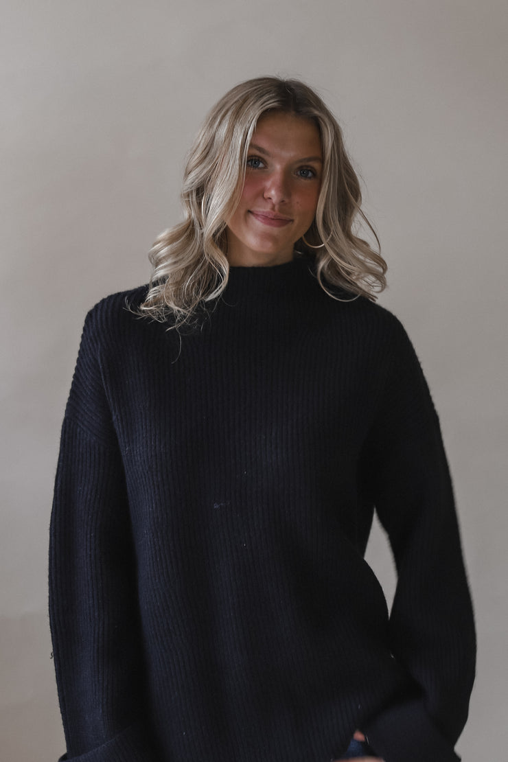 Free Falling Turtleneck Black Sweater