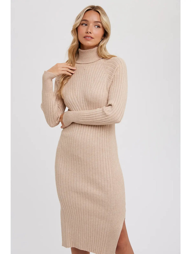 Tara Turtleneck Ribbed Sweater Dress