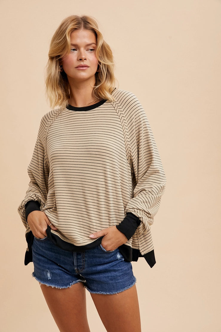 Oat Latte Striped Blouse