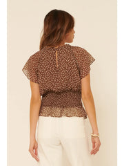 Chestnut Ditsy Floral Blouse