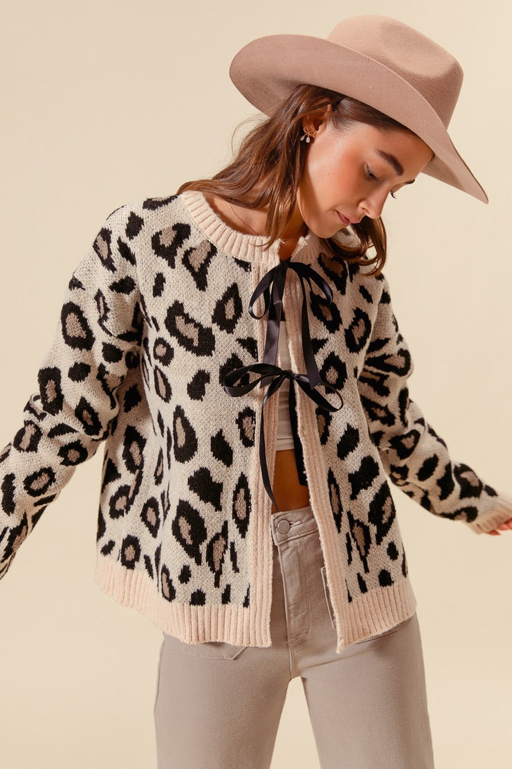 Leopard Bow Cardigan