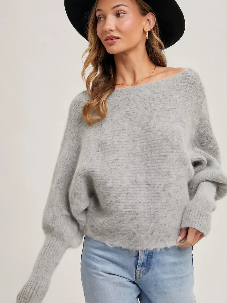 Hollie Grey Boatneck Sweater