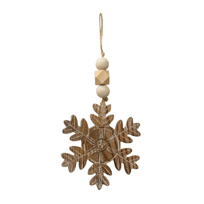 Natural Wooden Snowflake Ornament
