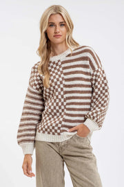 Check Mate Taupe Sweater