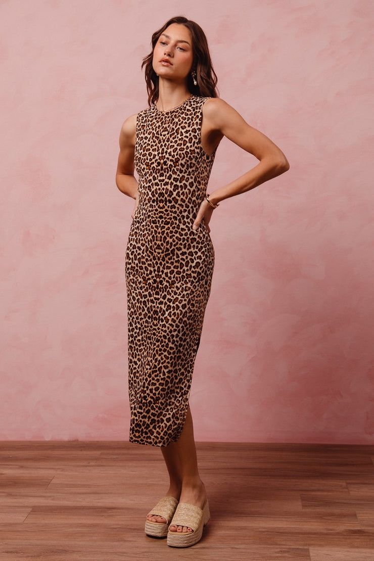 Knit Leopard Midi Dress