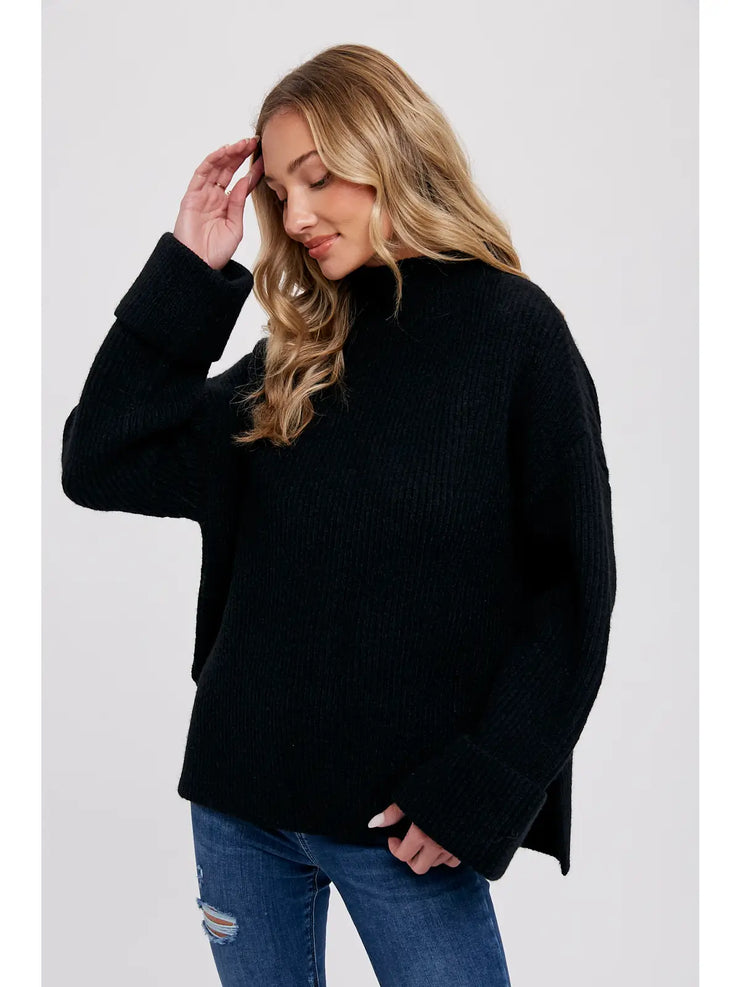 Free Falling Turtleneck Black Sweater