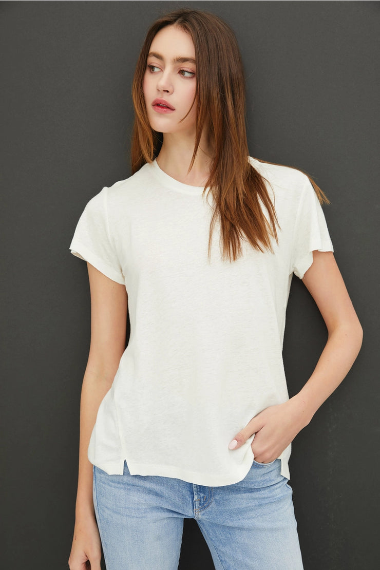 Lauren White Round Neck Tee