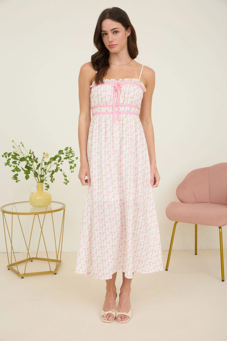 Floral Bow Midi Dress