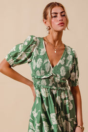 Floral Printed Smocked Dress