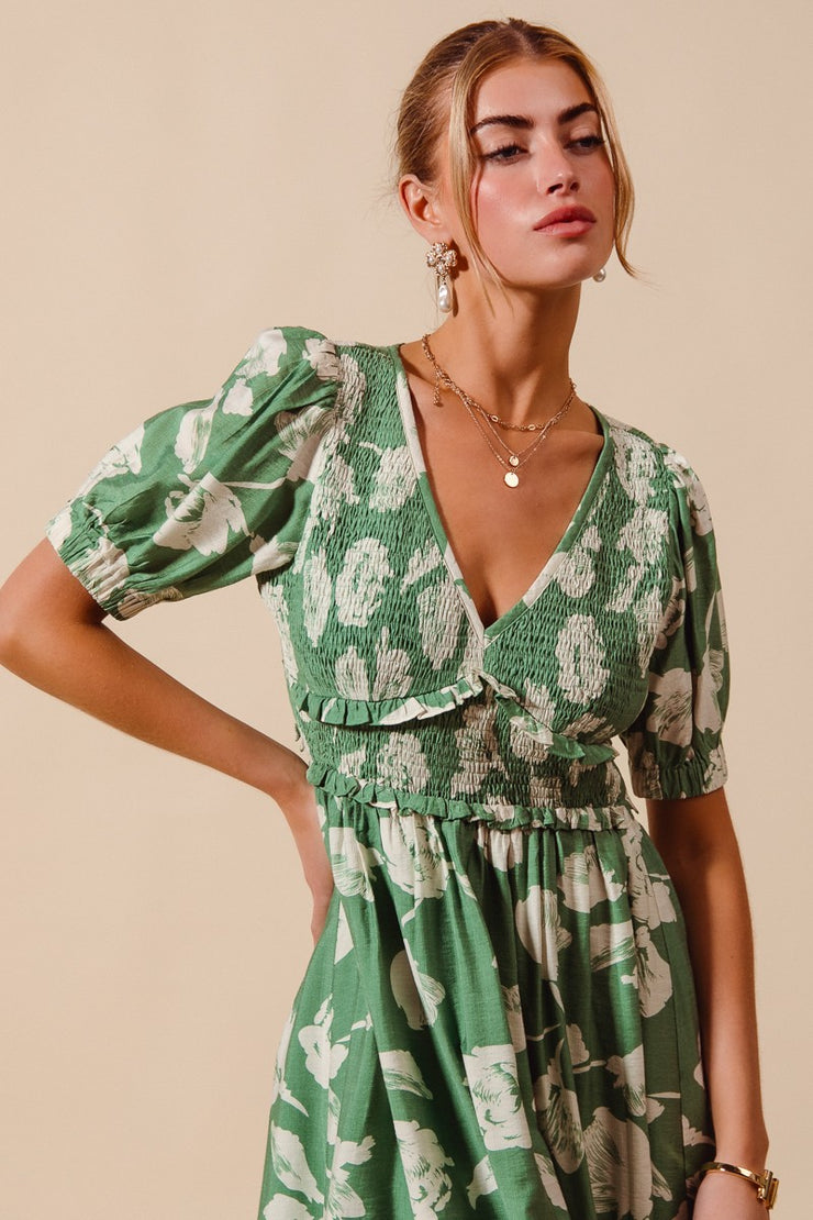 Floral Printed Smocked Dress