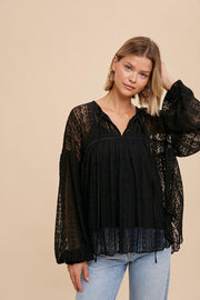 Lottie Black Lace Blouse