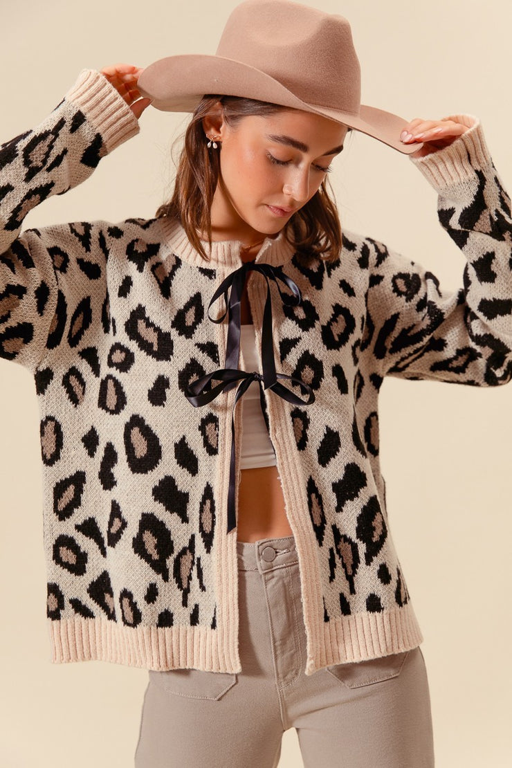 Leopard Bow Cardigan