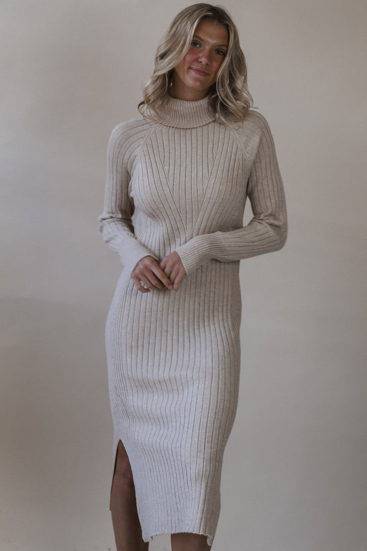 Tara Turtleneck Ribbed Sweater Dress