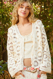 Tessa Ivory Open Knit Buttondown