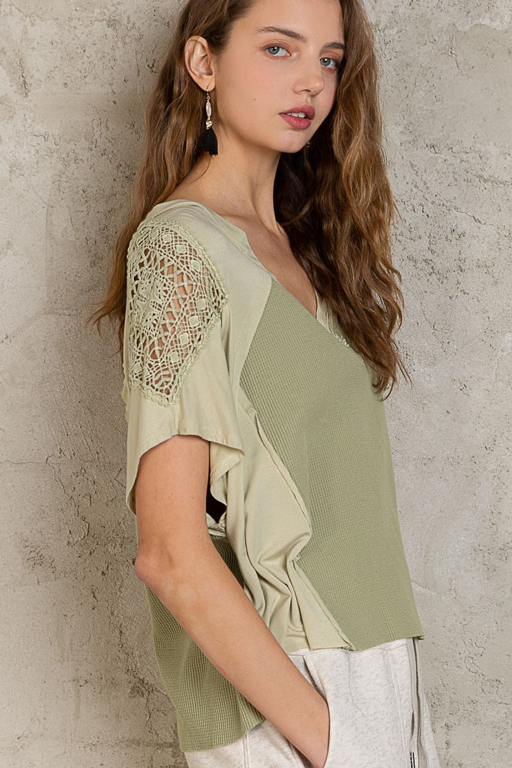 Pistachio Lace Accent Blouse