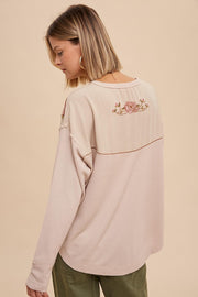 Whitney Almond Embroidered Blouse