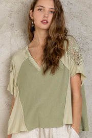 Pistachio Lace Accent Blouse