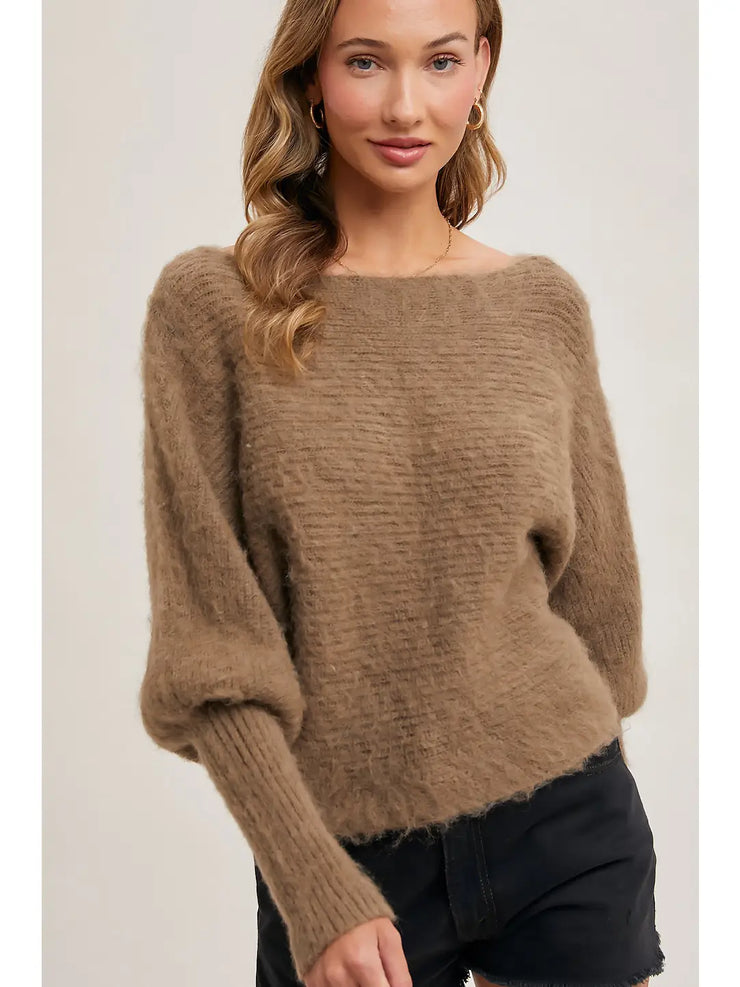 Hollie Mocha Boatneck Sweater