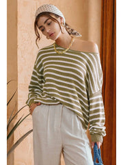 Lori Olive Stripe Sweater