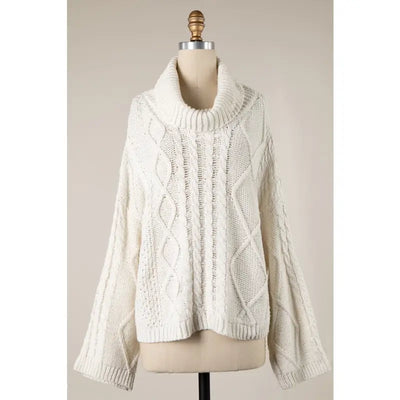 Ivory Braided Turtleneck