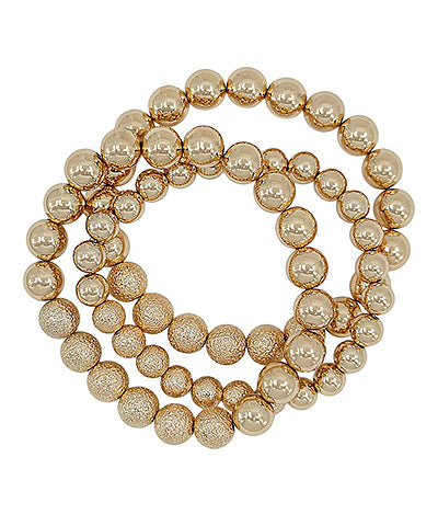 Textured Gold Bead Bracelet Stack