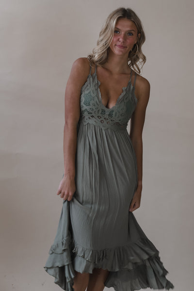 Lilah Olive Midi Dress