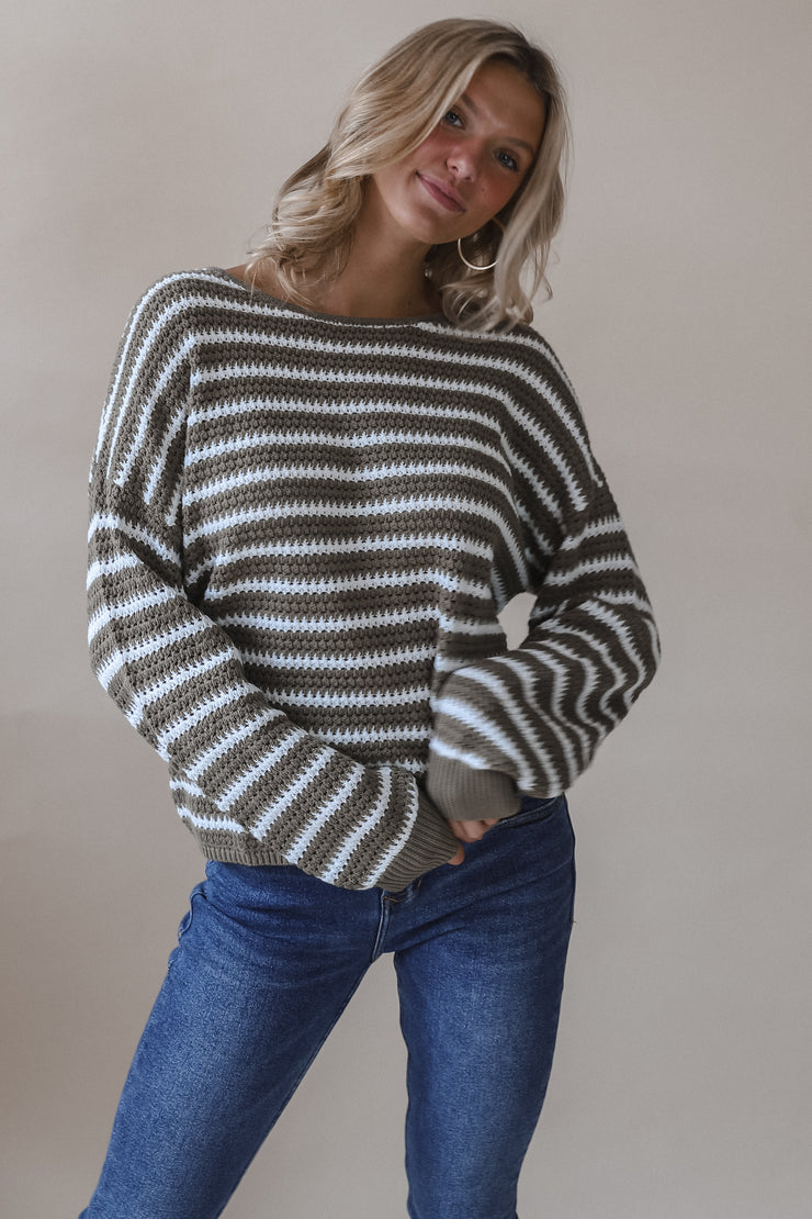 Lori Olive Stripe Sweater