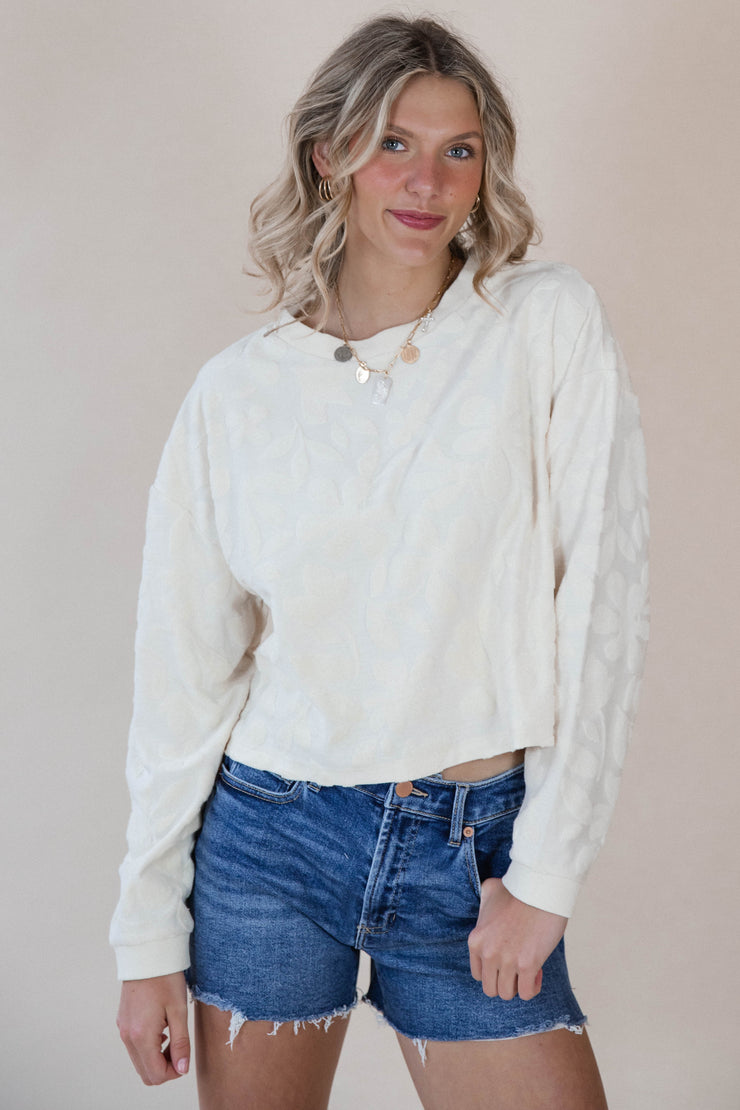 Ivory Floral Terry Sweatshirt
