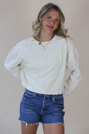 Ivory Floral Terry Sweatshirt