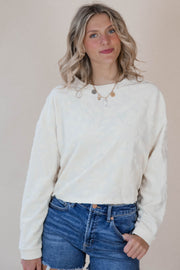 Ivory Floral Terry Sweatshirt