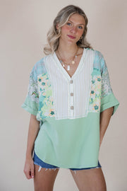 Sage Patchwork Blouse