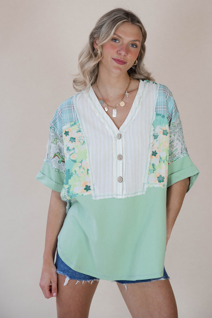 Sage Patchwork Blouse
