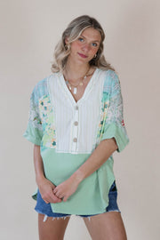 Sage Patchwork Blouse