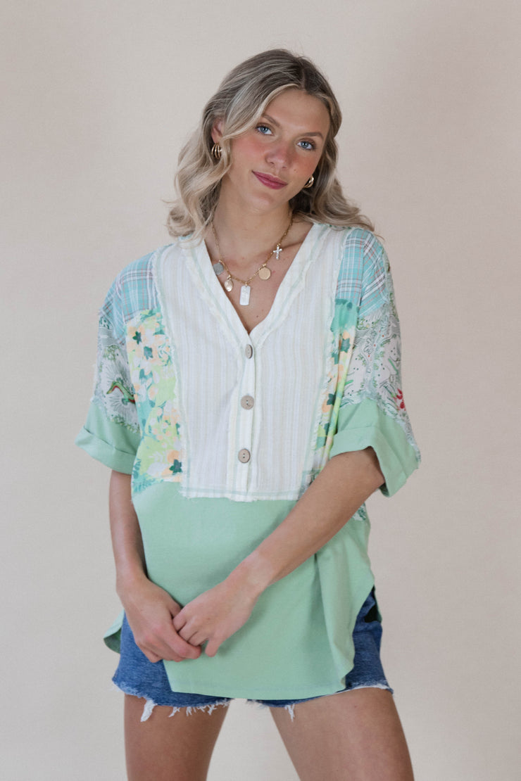 Sage Patchwork Blouse