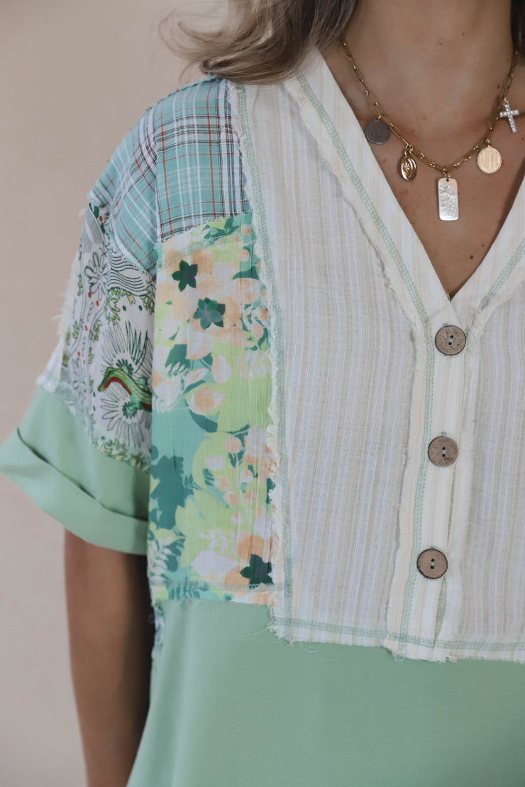 Sage Patchwork Blouse