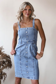 Buttoned Up In Blue Dress