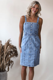 Buttoned Up In Blue Dress