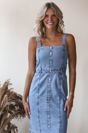 Buttoned Up In Blue Dress