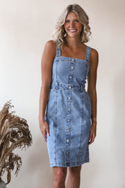 Buttoned Up In Blue Dress