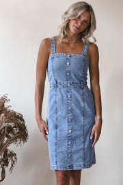 Buttoned Up In Blue Dress