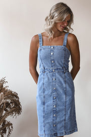 Buttoned Up In Blue Dress