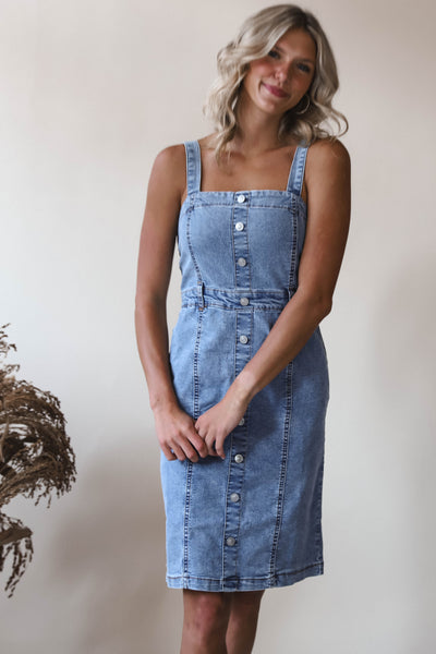 Buttoned Up In Blue Dress