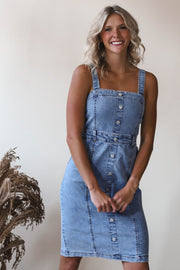 Buttoned Up In Blue Dress